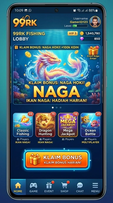 Cuplikan layar menu unduhan 99rk untuk perangkat Android